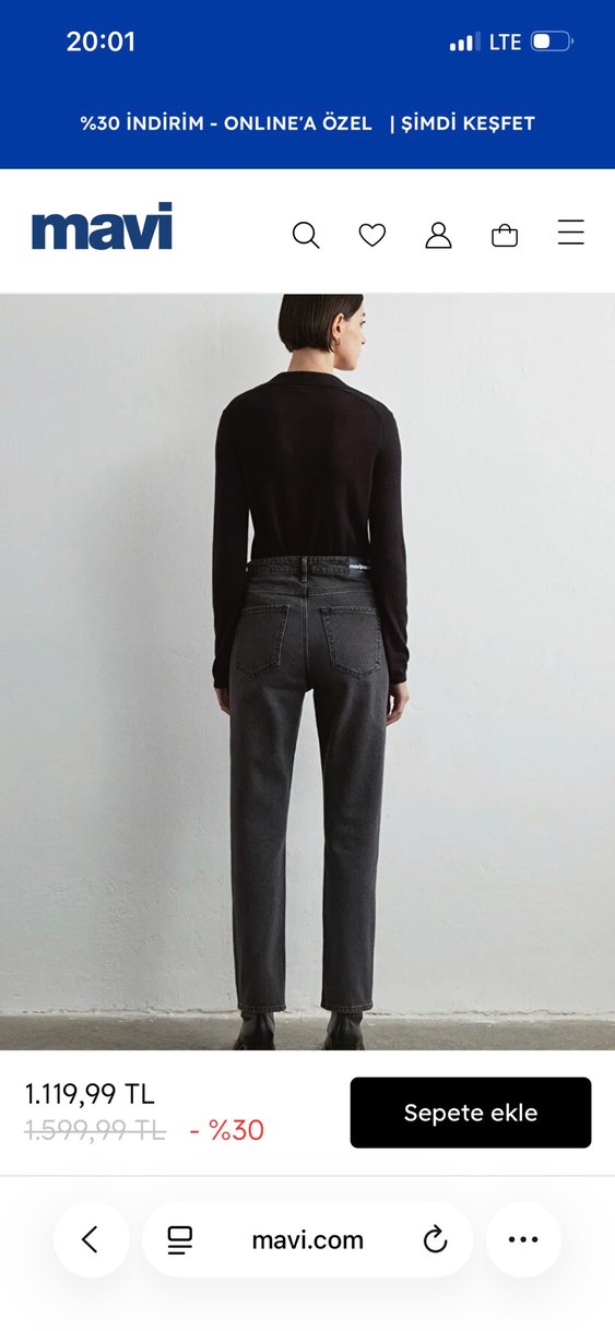 Kadın Siyah Regular Fit Midi Kot Pantolon - Görsel 2