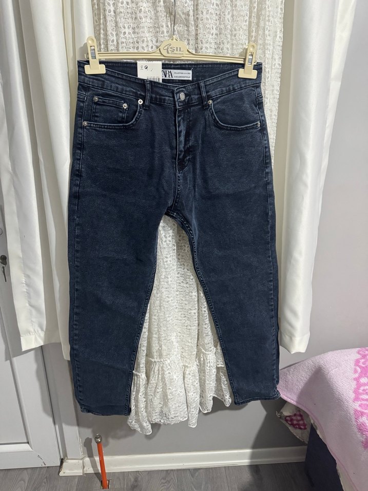 Gri Baskılı Bol Kesim Midi Jean - Görsel 3