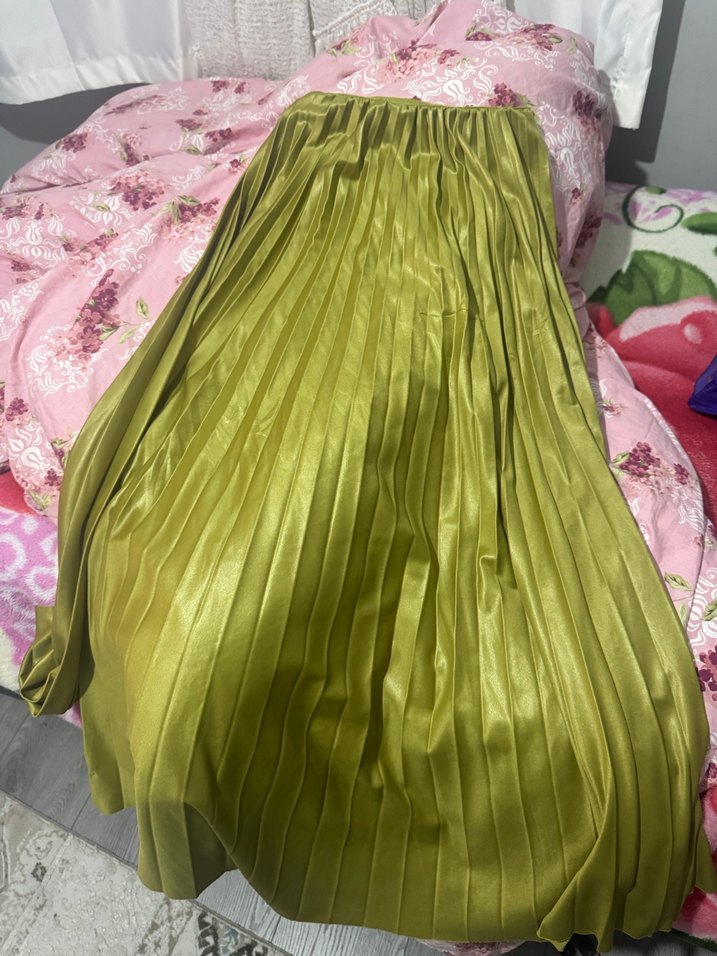 Yağ Yeşil Piliseli etek - Görsel 2