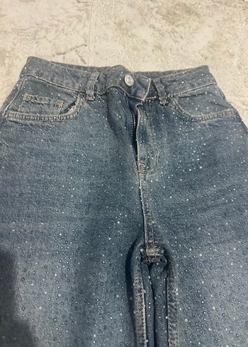 taşlı Salaş Midi Kadın Kot Pantolon - Görsel 2