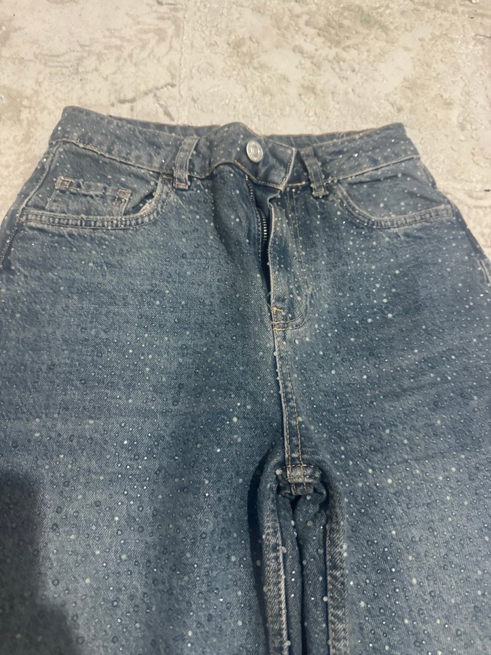 taşlı Salaş Midi Kadın Kot Pantolon - Görsel 2