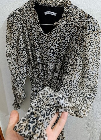 Leopar desenli elbise 