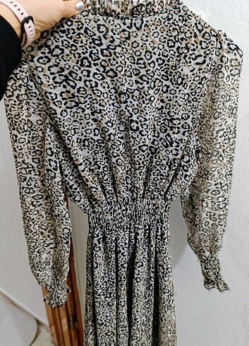 38 Beden Leopar desenli elbise 