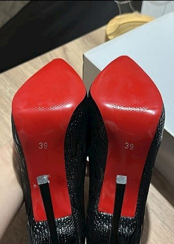 Kırmızı taban ince topuklu stiletto - Görsel 7