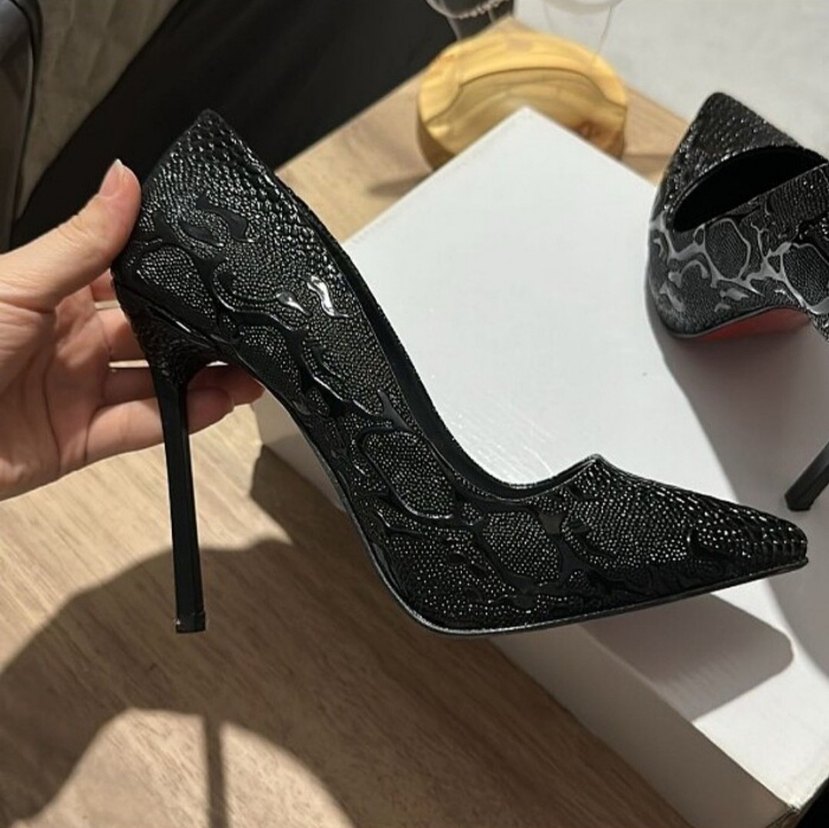 Kırmızı taban ince topuklu stiletto - Görsel 2