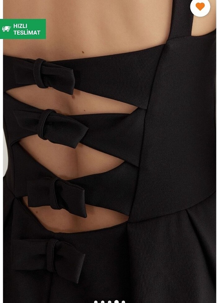 Trendyolmilla Siyah A-Kesim Sırt Fiyonk Detaylı Dokuma Uzun Şık - Görsel 2