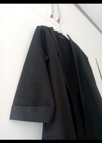 armonika ince kumaş siyah ceket - Görsel 5