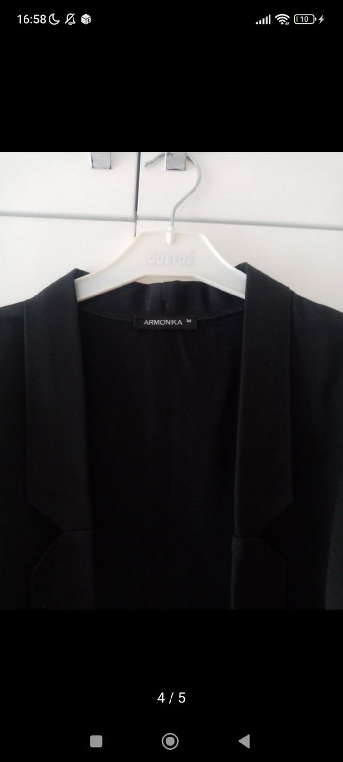 armonika ince kumaş siyah ceket - Görsel 4