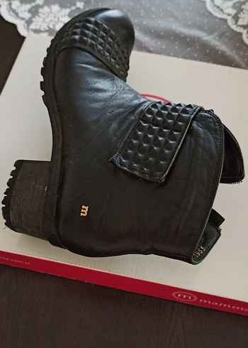 Siyah Deri Gotik Blok Topuklu Bot - Görsel 6