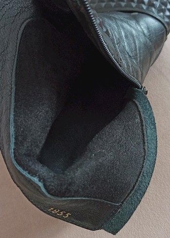 Siyah Deri Gotik Blok Topuklu Bot - Görsel 9