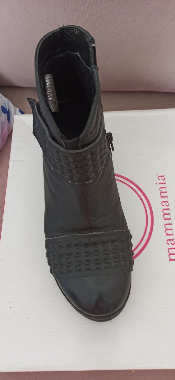 Siyah Deri Gotik Blok Topuklu Bot - Görsel 2