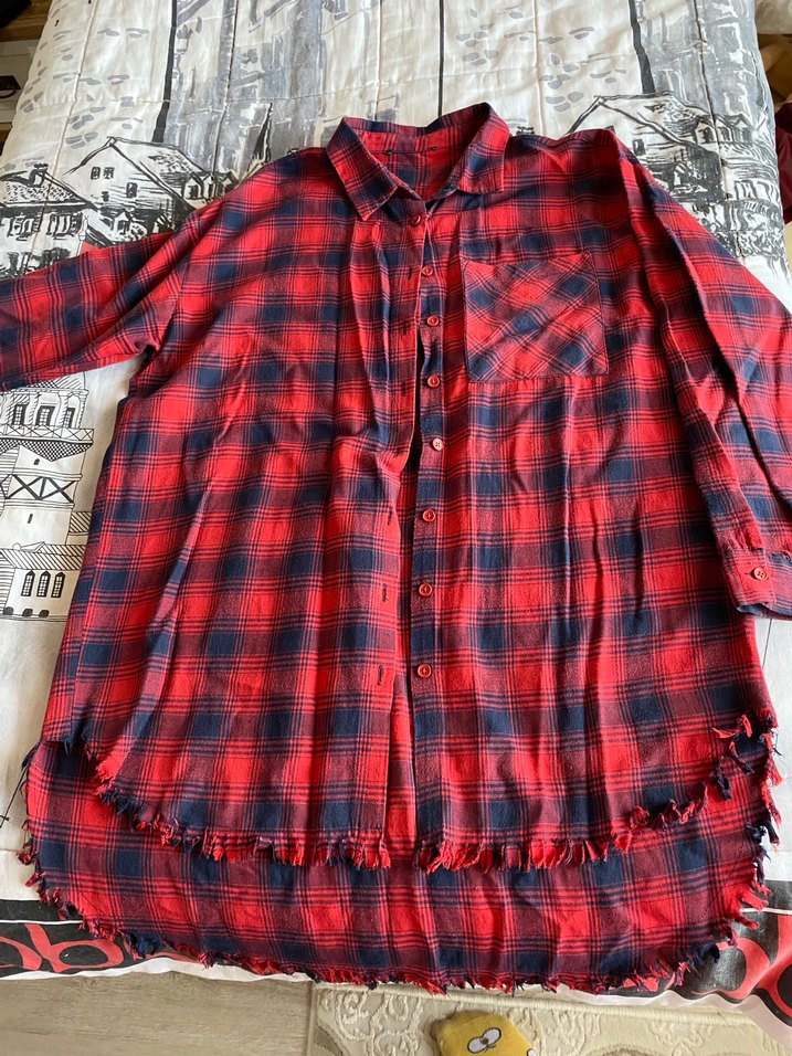 Düğmeli Kırmızı Midi Kadın Gömlek - Görsel 3