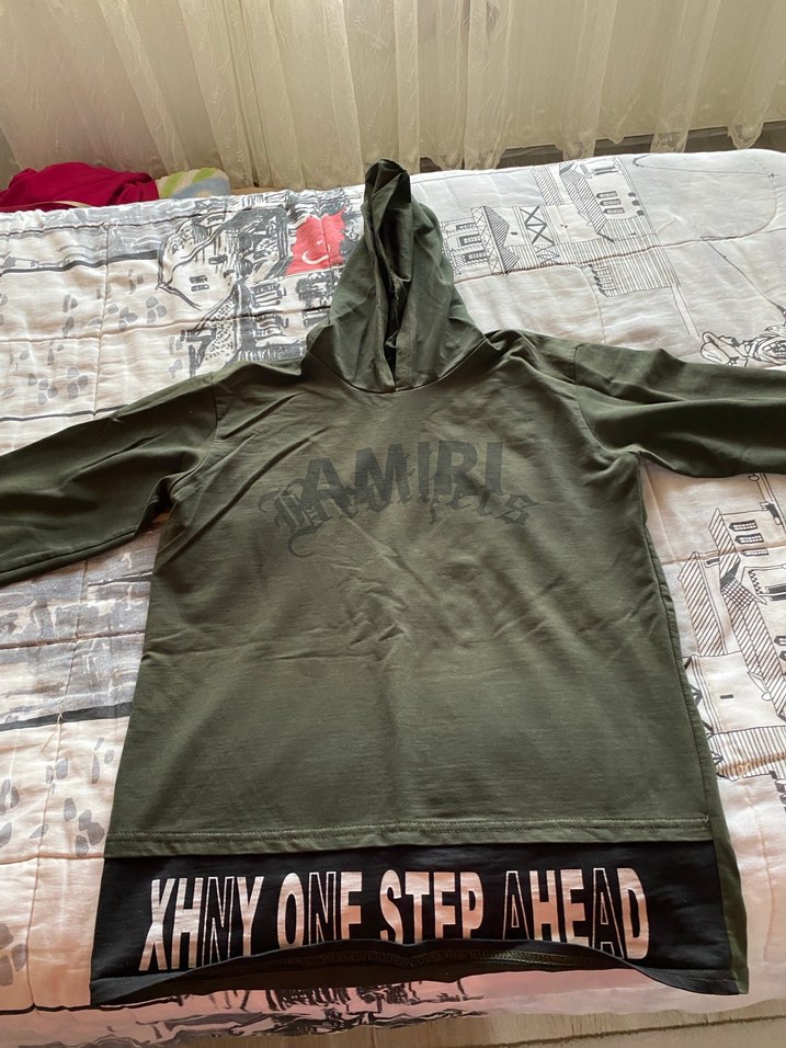 Erkek Khaki Kapüşonlu Uzun Kollu Sweatshirt - Görsel 2