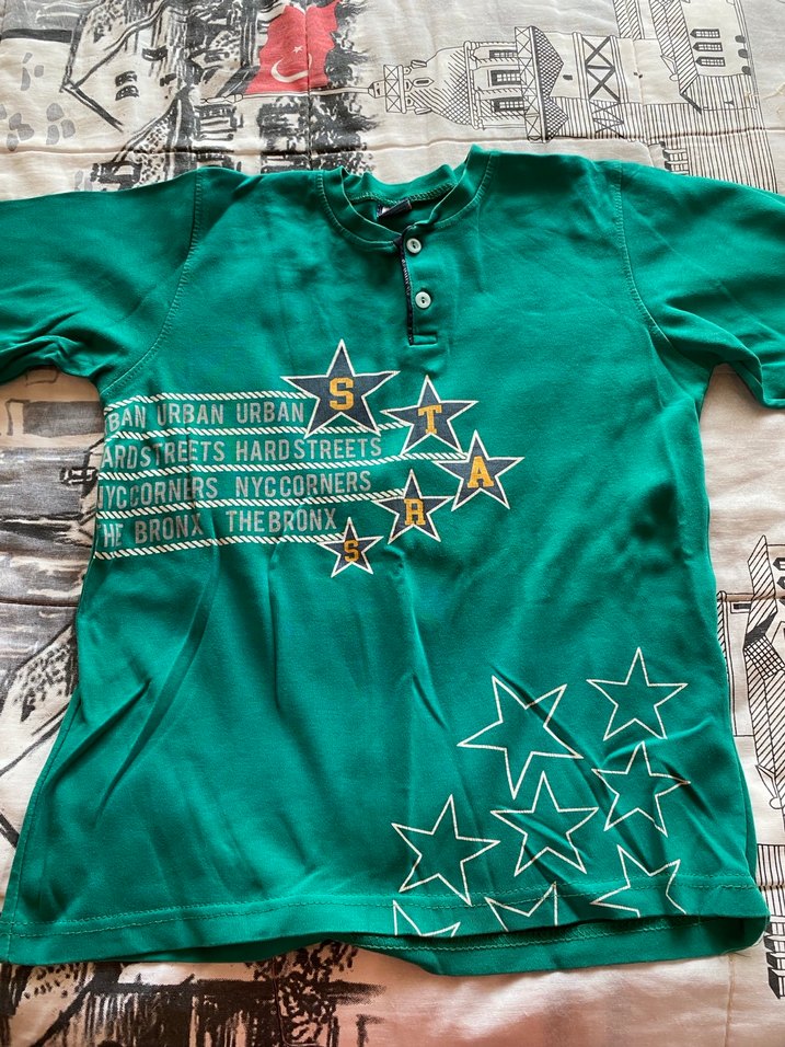 Yeşil Baskılı Erkek Çocuk Uzun Kollu Tişört - Görsel 2