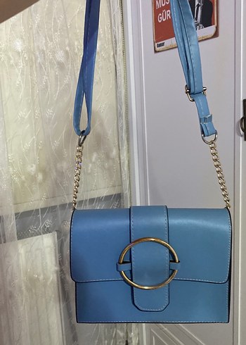 Mavi Deri Kadın Omuz Çantası - Görsel 3