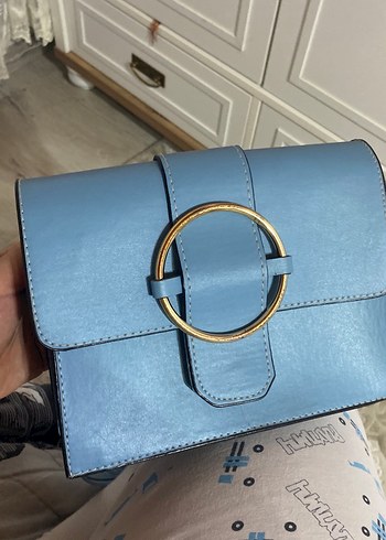 Mavi Deri Kadın Omuz Çantası - Görsel 4