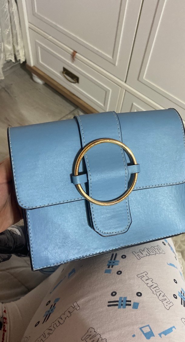 Mavi Deri Kadın Omuz Çantası - Görsel 4