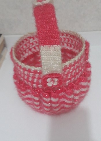 Pembe Örgü Sepet - Görsel 3