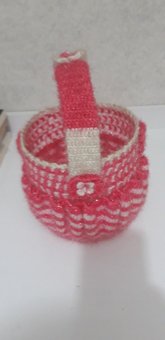 Pembe Örgü Sepet - Görsel 3