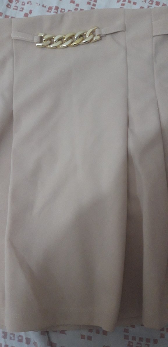 Bej Pilili Mini Etek - Görsel 2