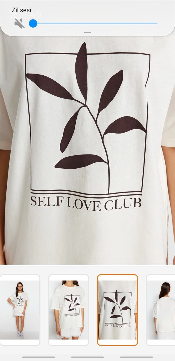 Beyaz Kadın Oversize Kısa Kollu Tişört - Görsel 2