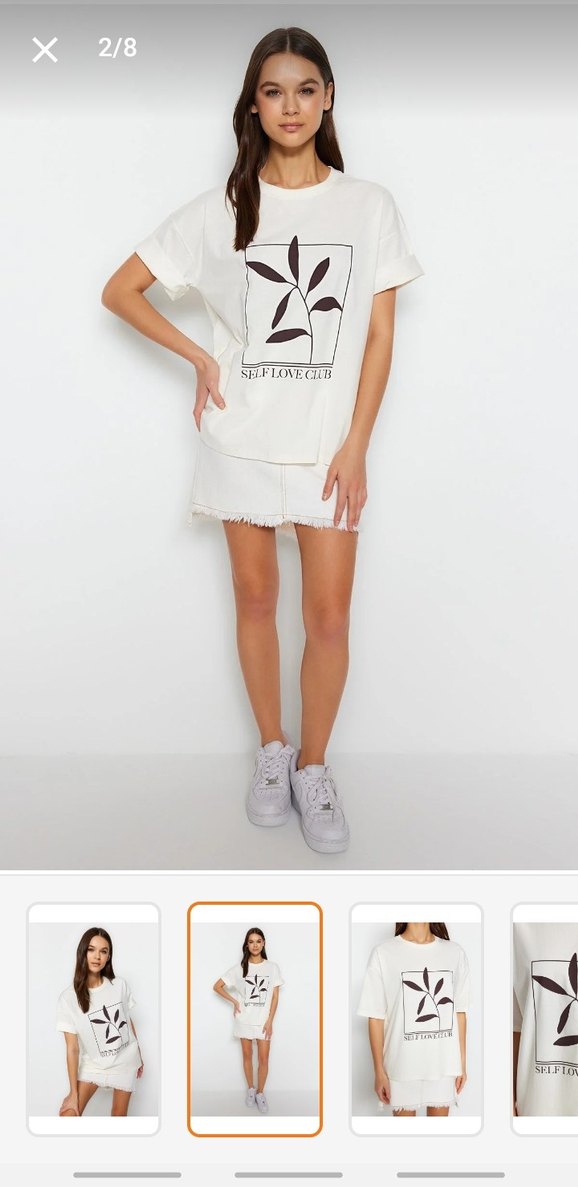 Beyaz Kadın Oversize Kısa Kollu Tişört - Görsel 4