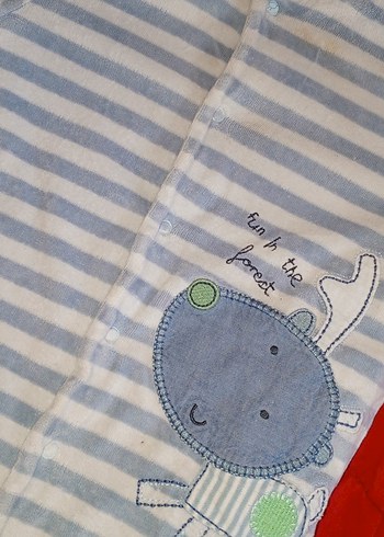 Kapüşonlu Gri Desenli Bebek Tulumu - Görsel 4