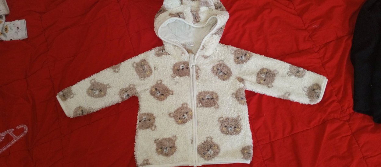 Bebek Kapüşonlu Peluş Mont - Görsel 3