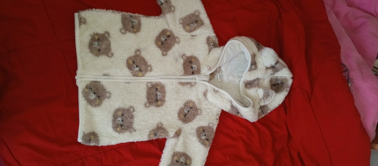 Bebek Kapüşonlu Peluş Mont - Görsel 5