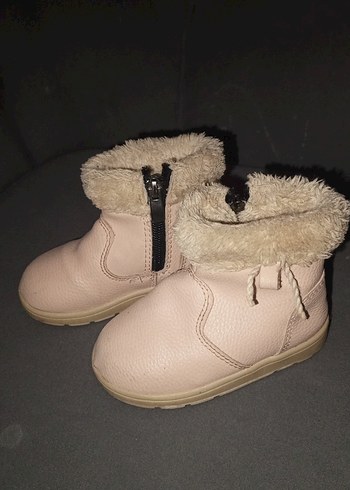 Bej Deri Kız Çocuk Kürklü Bot - Görsel 2