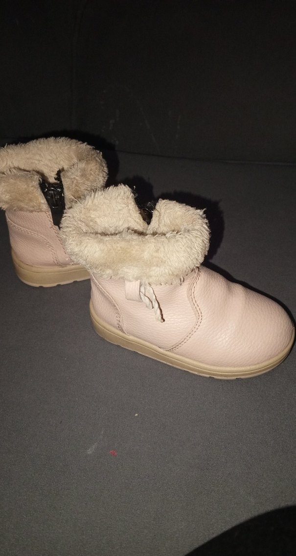 Bej Deri Kız Çocuk Kürklü Bot - Görsel 4