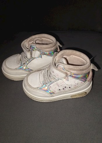 Kız Çocuk Bağcıksız beyaz pembe ortopedik ayakkabı spor ışıklı - Görsel 2