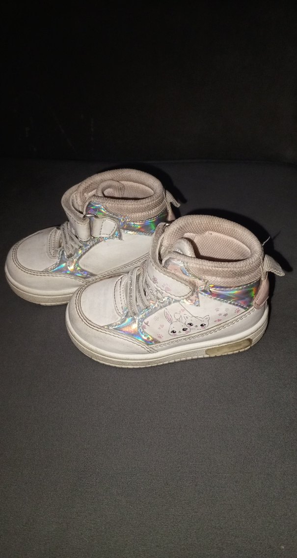 Kız Çocuk Bağcıksız beyaz pembe ortopedik ayakkabı spor ışıklı - Görsel 2