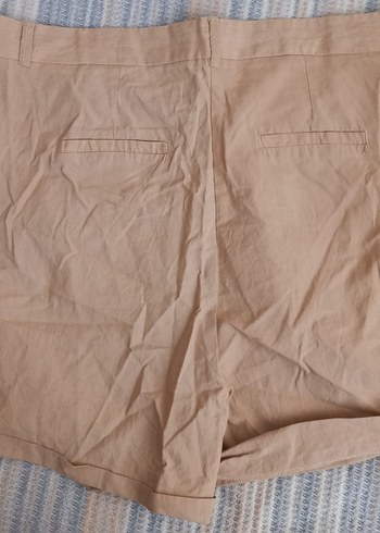 H&M Bej Kadın Keten Bol Pilili Midi Pantolon