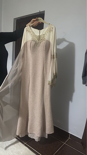 Bej tesettür abiye - Görsel 5
