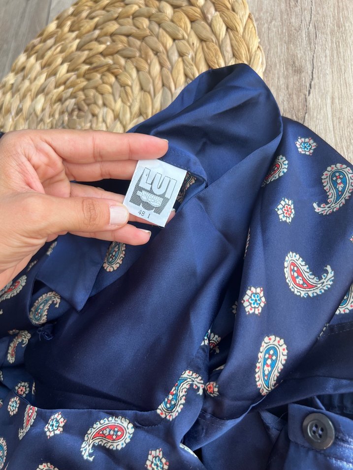 Bohem Tarzı Uzun Lacivert Erkek  Pijama Takımı - Görsel 4