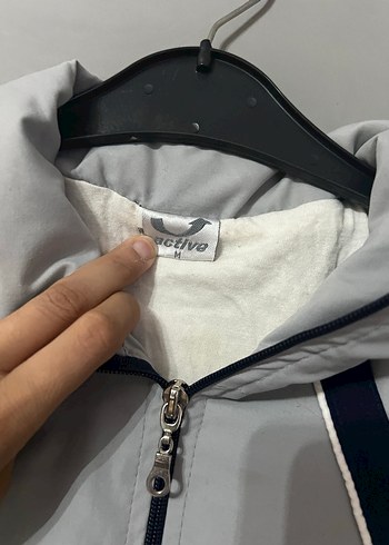 m Beden gri Renk Gri Fermuarlı Erkek Spor Rüzgarlık