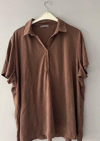 Kahverengi Keten Kısa Kollu erkek Tshirt