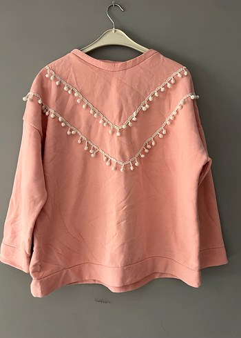 Püsküllü Pembe Bohem Kadın Sweatshirt