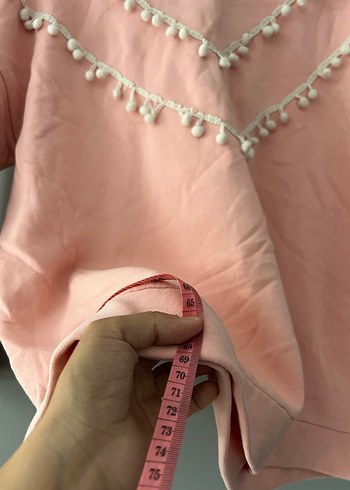 l Beden pembe Renk Püsküllü Pembe Bohem Kadın Sweatshirt