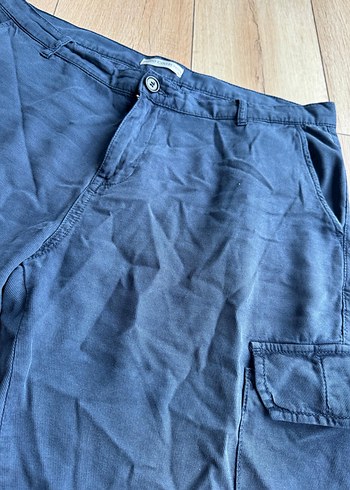 46 Beden Erkek Lacivert Denim Bol Kesim Mini Şort