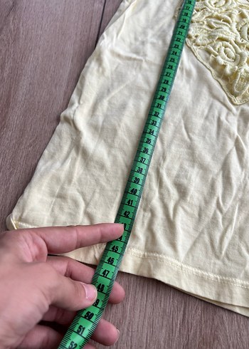 Kız Çocuk Sarı Dantel Detaylı Bohem Tişört - Görsel 4