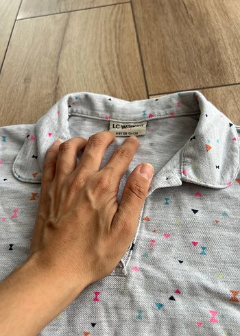 Kız Çocuk Gri Kısa Kollu Desenli Gömlek - Görsel 2