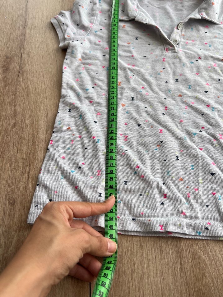 Kız Çocuk Gri Kısa Kollu Desenli Gömlek - Görsel 3