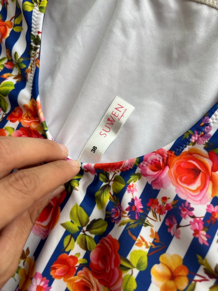 Çiçekli,, İnce Askılı Kadın Mayo - Görsel 3