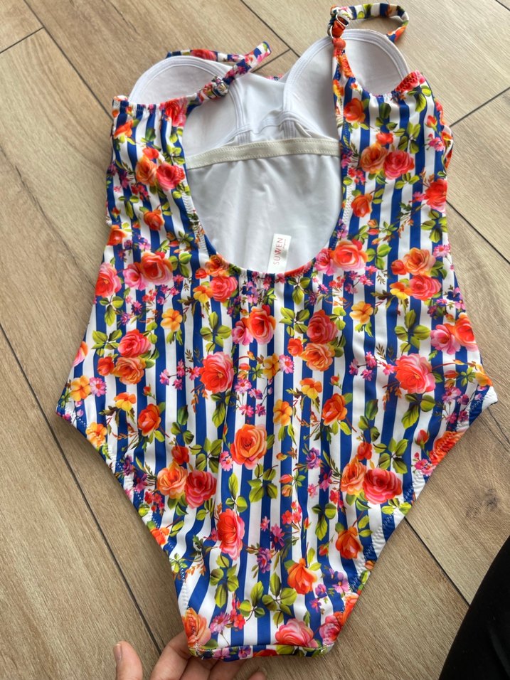 Çiçekli,, İnce Askılı Kadın Mayo - Görsel 2