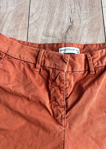 Kadın Kiremit Keten Bermuda Şort - Görsel 2