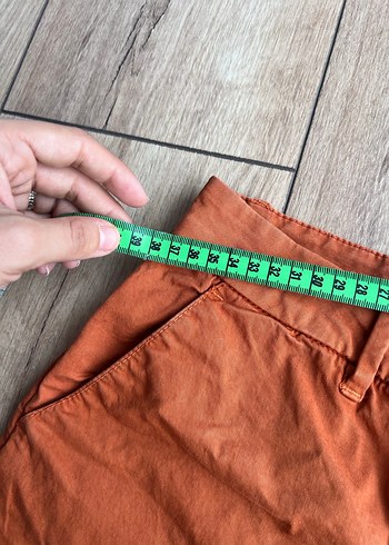 Kadın Kiremit Keten Bermuda Şort - Görsel 4