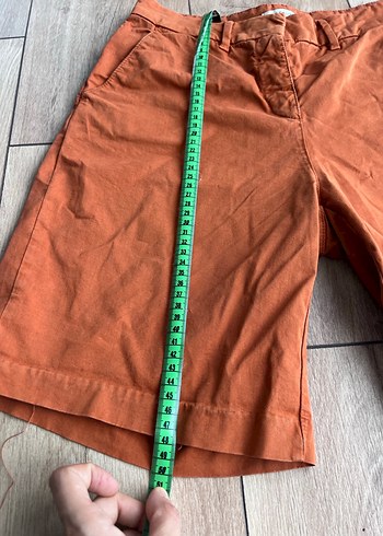 Kadın Kiremit Keten Bermuda Şort - Görsel 3