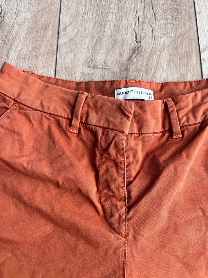 Kadın Kiremit Keten Bermuda Şort - Görsel 2